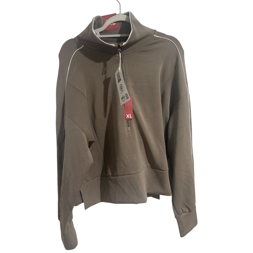 Members Mark Womens Sandwash Half Zip Pullover Grey XL Mock Neck Sweatshirt NEW